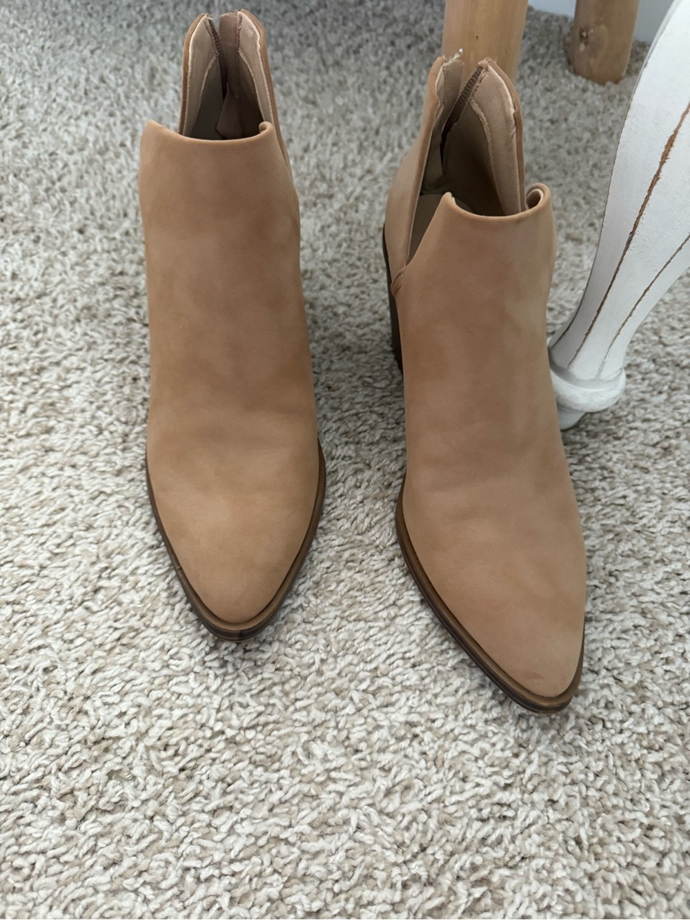 Tan Suede Pointed Cowgirl Ankle Boots - Picture 5 of 11